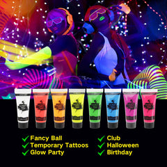 MEICOLY Glow verde neón para rostro y cuerpo, cobertura suave.