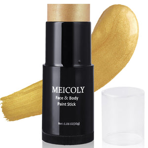 MEICOLY Gold Face Paint Stick cap close-up para aplicación suave y cobertura