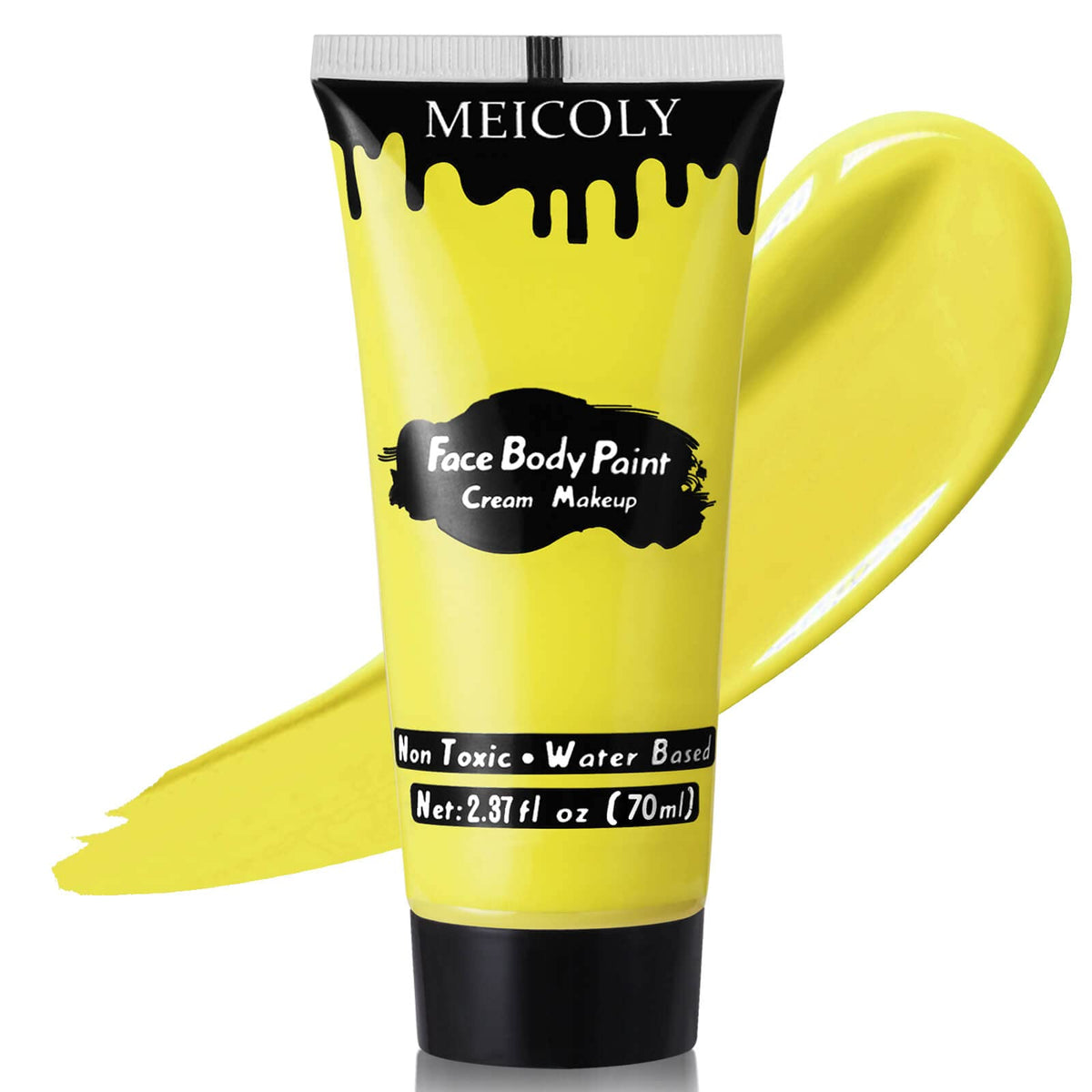 MEICOLY Pintura de cara y cuerpo amarilla en tubo 70 g para cobertura total.