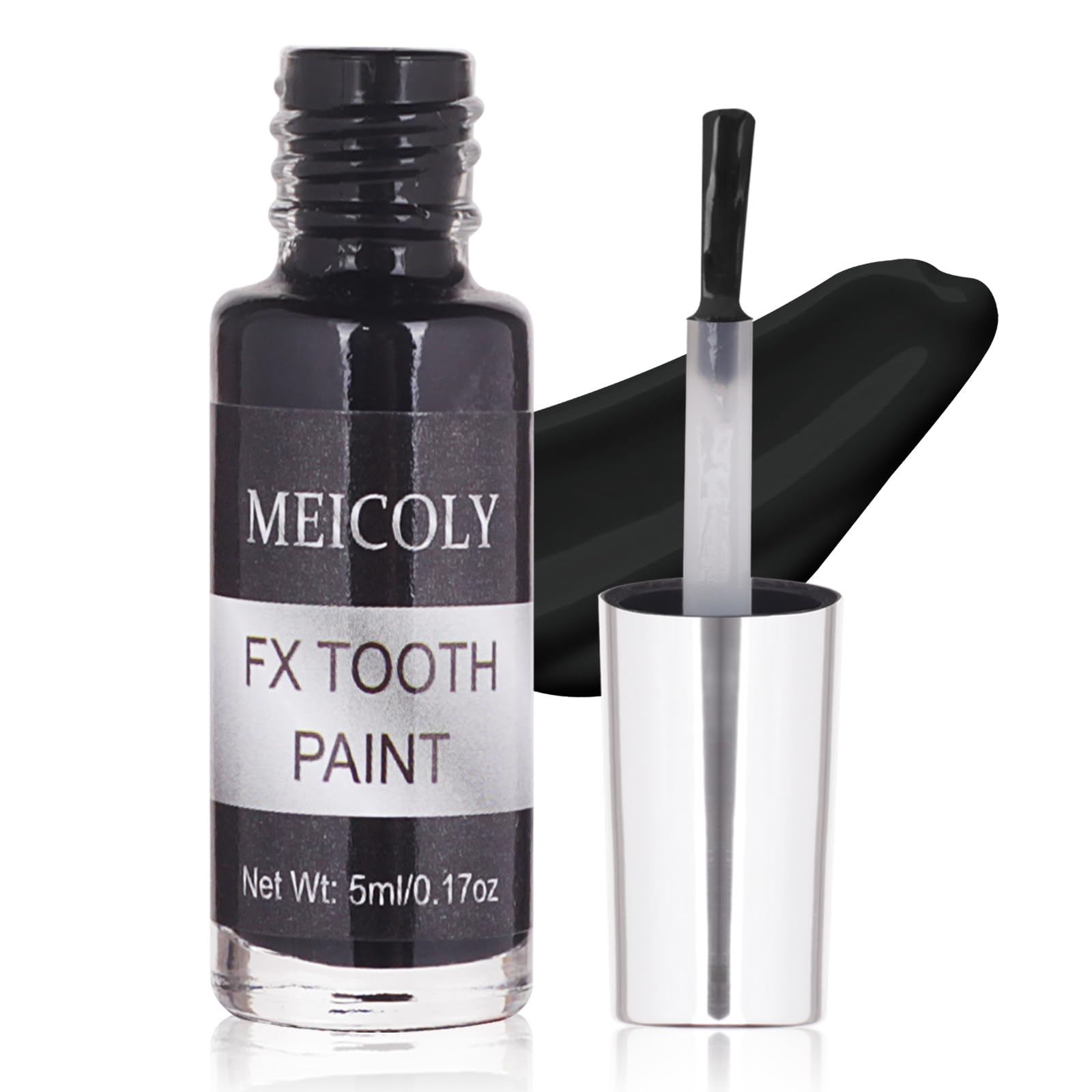 MEICOLY pintura para dientes negro, acabado duradero para Halloween