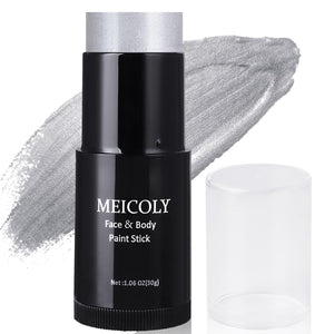 MEICOLY barra de pintura facial plateada en empaque compacto para cosplay