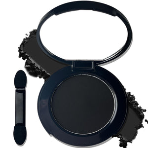 MEICOLY sombra de ojos negra con espejo para look intenso y práctico.