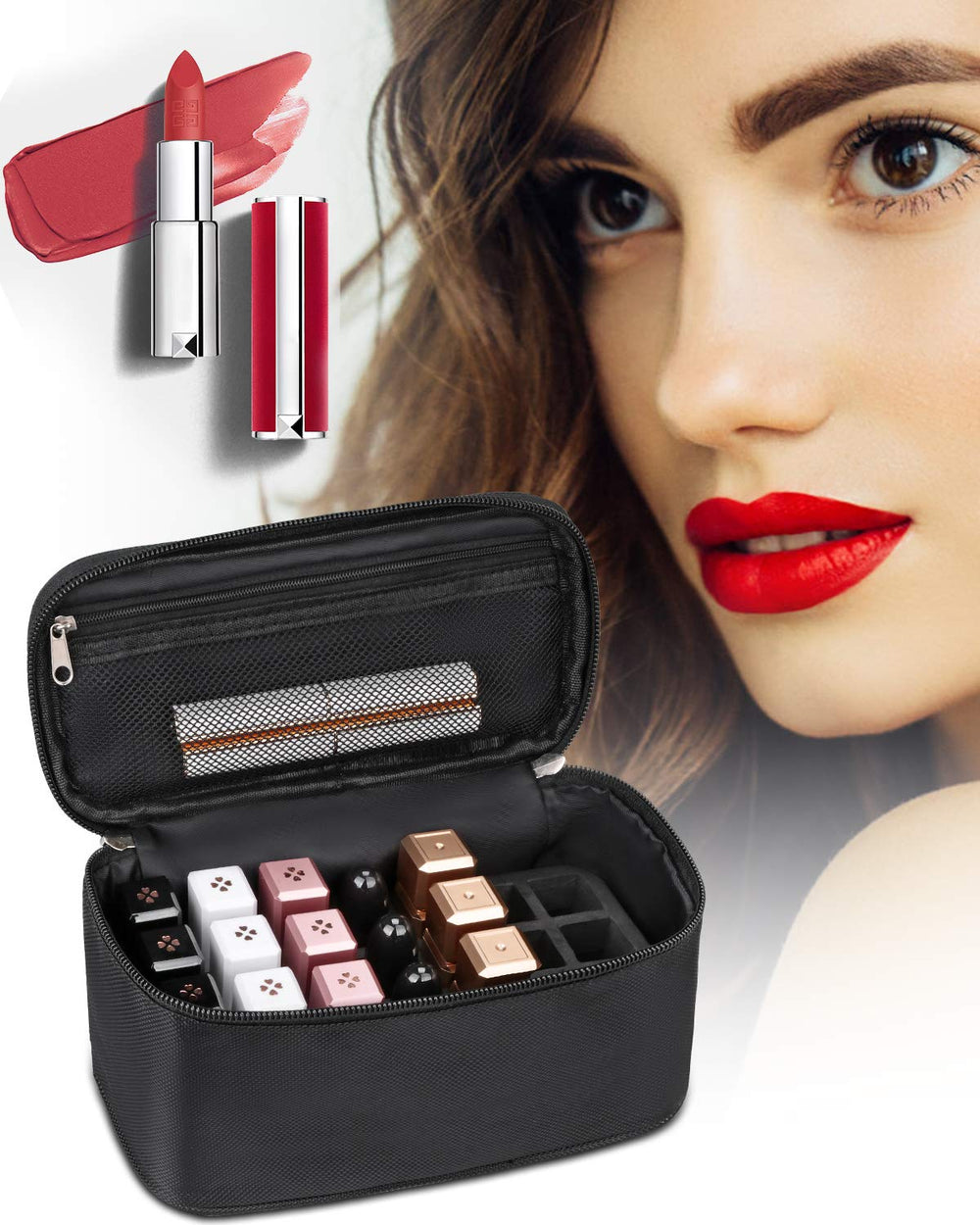 Meiiy uso multiusos para cosméticos, con compartimentos extraíbles