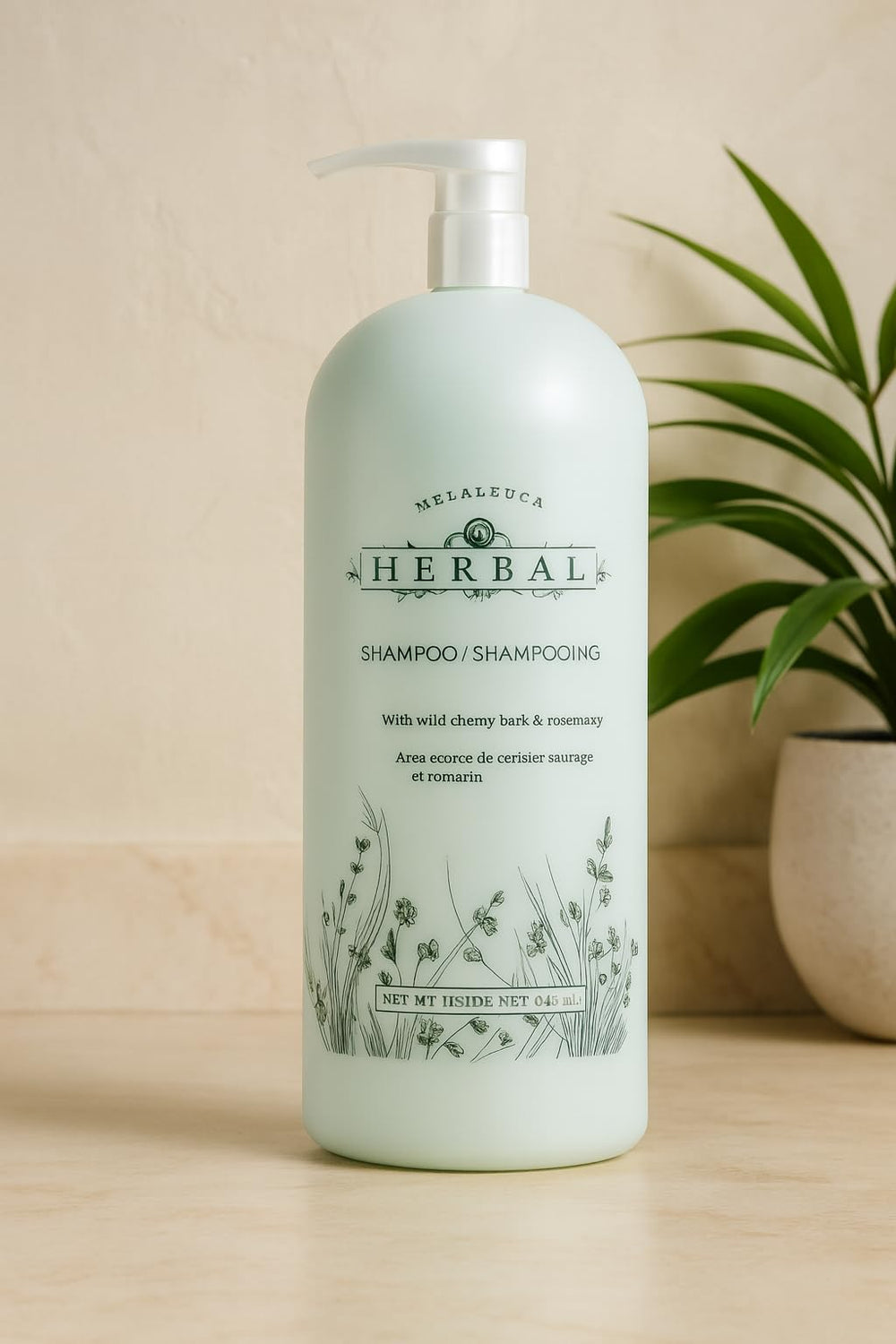 Melaleuca Champú Herbal en envase familiar de 32 oz, listo para uso diario.