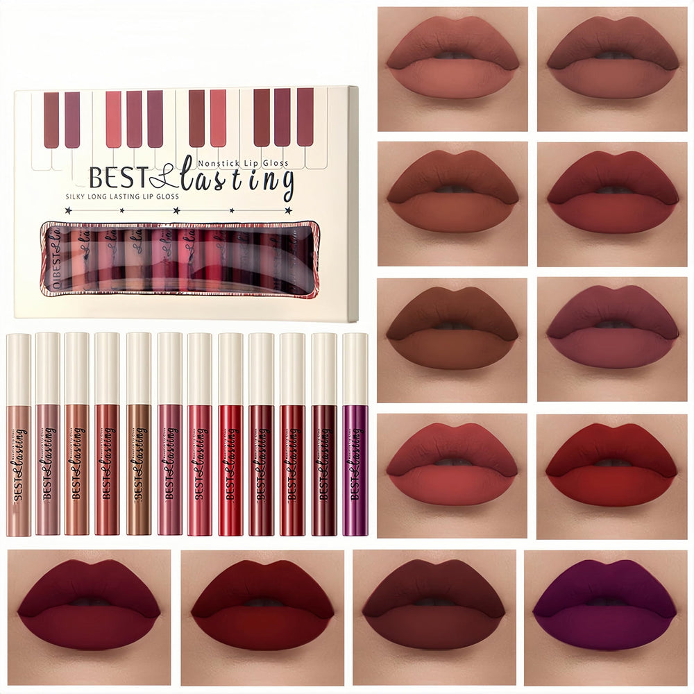 Melemando set labial matte 12 piezas, colores naturales para look diario sin esfuerzo