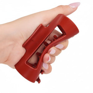 MELLO clip de pelo rojo mediano, vista frontal, agarre estable para peinados rápidos.