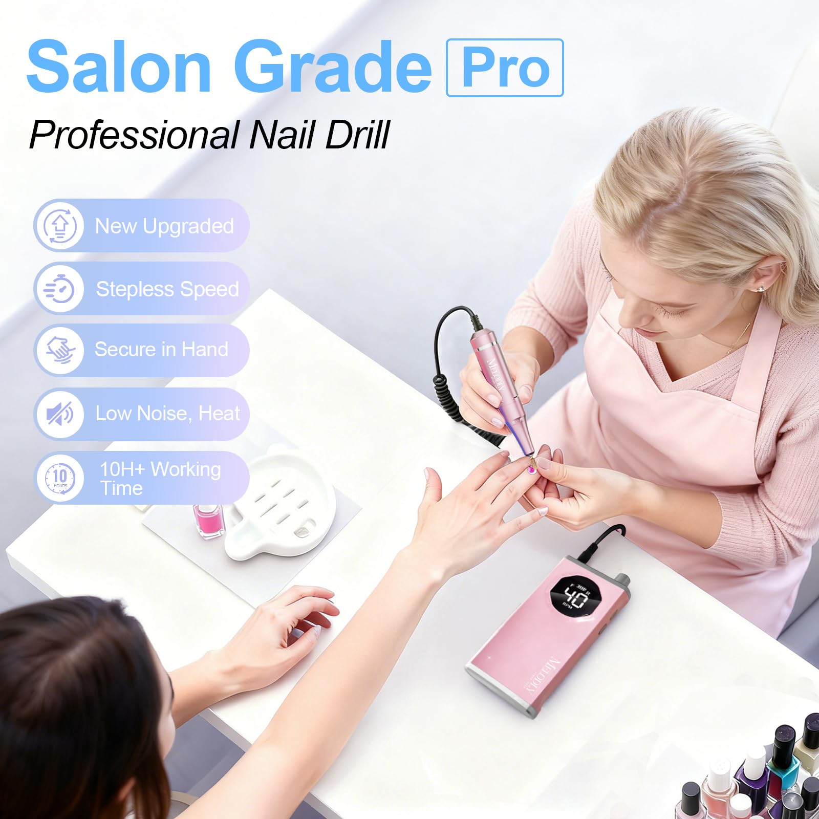 Conjunto profesional Melodly con puntas doradas para limar y pulir