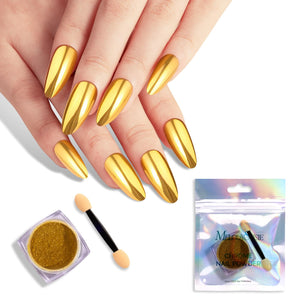 MelodySusie polv o cromo dorado para uñas en frasco con brillo espejo