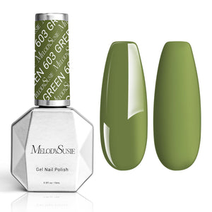MelodySusie esmalte gel verde oliva en frasco, acabado duradero