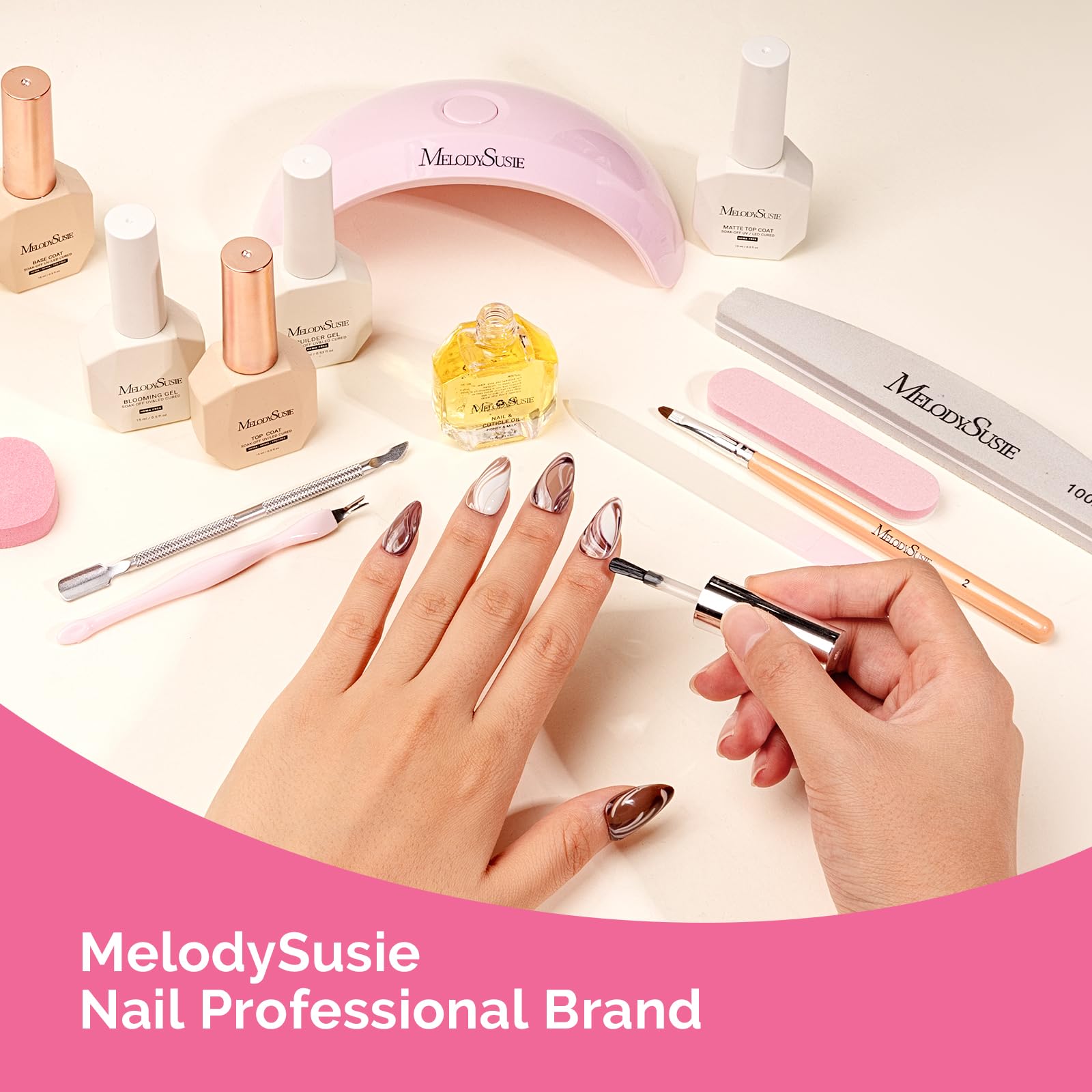 MelodySusie kit de contenidos: base, top y gel para manicura completa