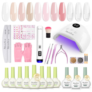 MelodySusie kit gel uñas con lámpara P-Plus30F para manicuras caseras fáciles.
