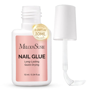 MelodySusie pegamento para uñas con pincel, aplicación limpia y precisa.