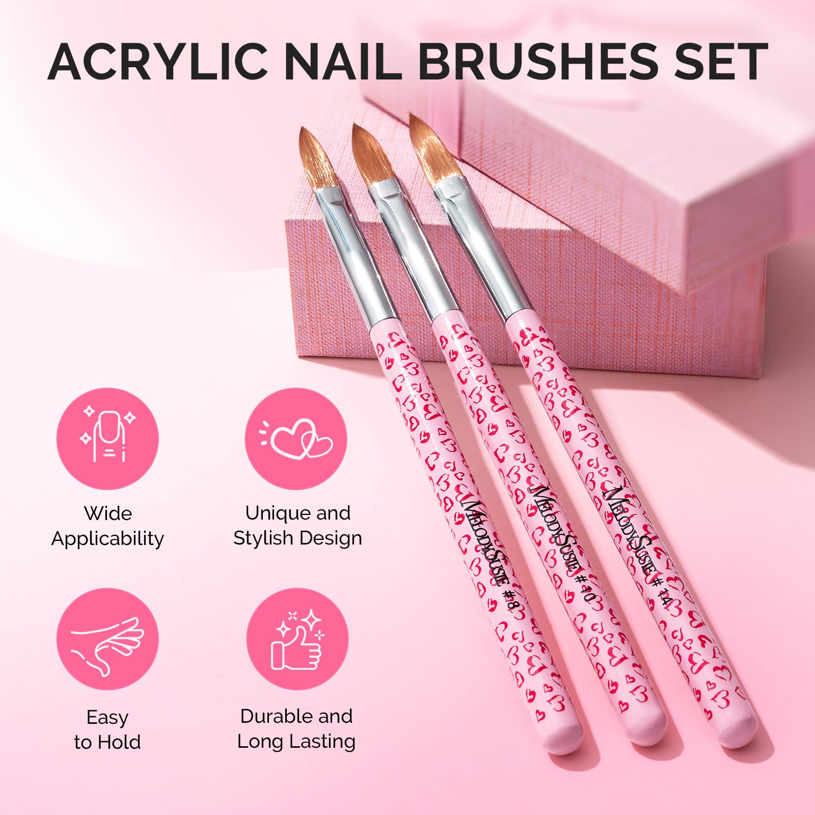 MelodySusie diseño ergonómico para uñas acrílicas con agarre cómodo.