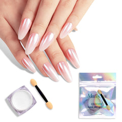 MelodySusie polvo cromo blanco en frasco, brillo espejo para uñas.