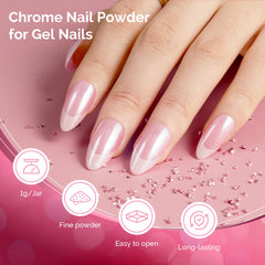 MelodySusie polvo cromo blanco con brillo intenso para uñas.