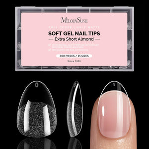 MelodySusie tips en forma de almendra corto, acabado semimate para mejor adherencia.