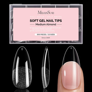 MelodySusie tips uñas acrílicas claras, media almendra, para extensión casera