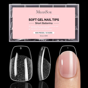 MelodySusie uñas corta ballerina claras con 15 tallas para ajuste perfecto
