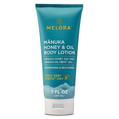 MELORA crema corporal con miel de Manuka, bote de 7 onzas para hidratación diaria.