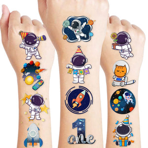 MeoIsDaBest tatuajes espacio planetas, ideales para fiestas temáticas y fotos divertidas.