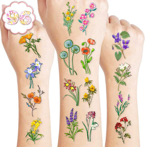 MeoIsDaBest tatuajes flor silvestre pequeños para decoración de fiestas