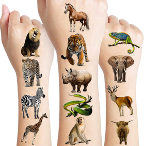 MeoIsDaBest tatuajes jungla animales pre-cortados, ideales para fiestas y recompensas escolares.