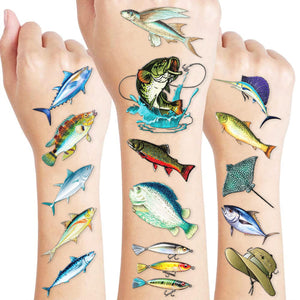 MeoIsDaBest tatuajes pesca colores vivos para decoración de fiestas.