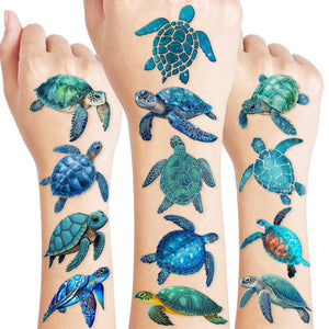 MeoIsDaBest tatuajes tortuga marina 8 hojas, ideales para fiestas temáticas.