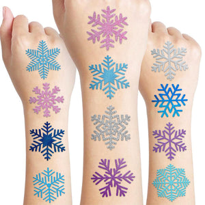 MeoIsDaBest: copos de nieve azules, tatuaje temporal para piel u objetos decorativos.