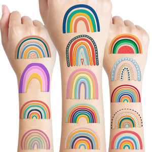 MeoIsDaBest tatuajes pastel arcoíris: conjunto completo para decoración de fiestas.