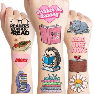 MeoIsDaBest tatuajes temporales para libros, 96 piezas, ideal para decorar libros y piel.