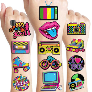 MeoIsDaBest tatuajes 80s - hojas coloridas para decoración temática