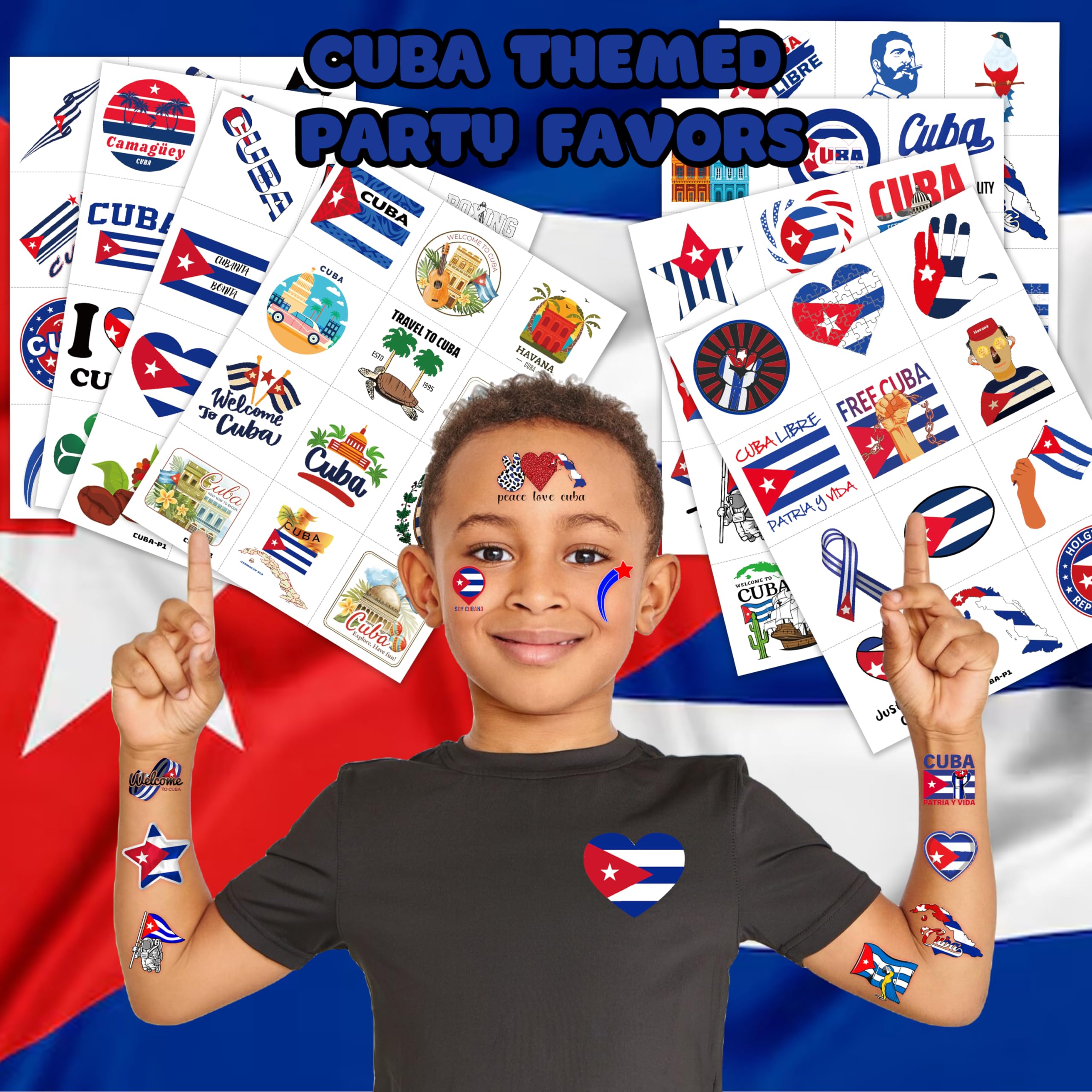 MeoIsDaBest tatuajes bandera cubana, hoja 2, perfecto para personalizar regalos y recuerdos.