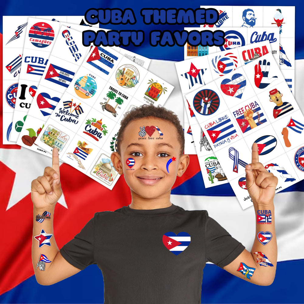 MeoIsDaBest tatuajes bandera cubana, hoja 2, perfecto para personalizar regalos y recuerdos.