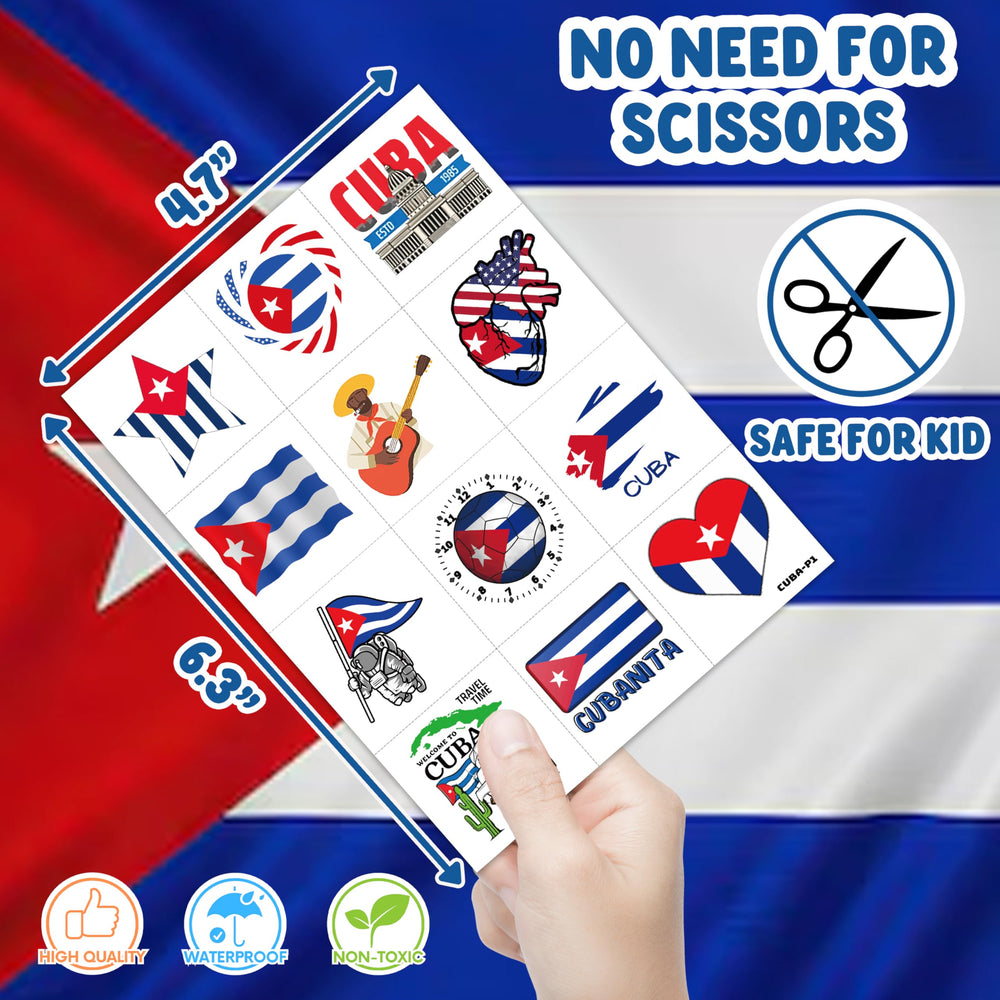 MeoIsDaBest tatuajes bandera cubana, hoja 4, ideal para fiestas y recuerdos.