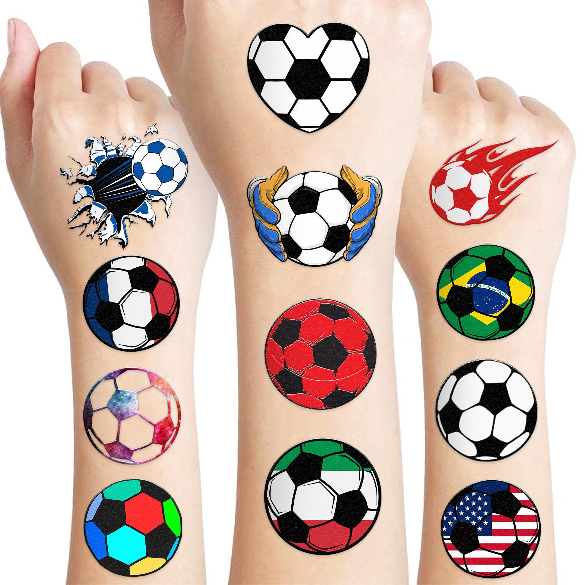 MeoIsDaBest tatuajes temporales de fútbol, 60 piezas, ideales para fiestas deportivas.