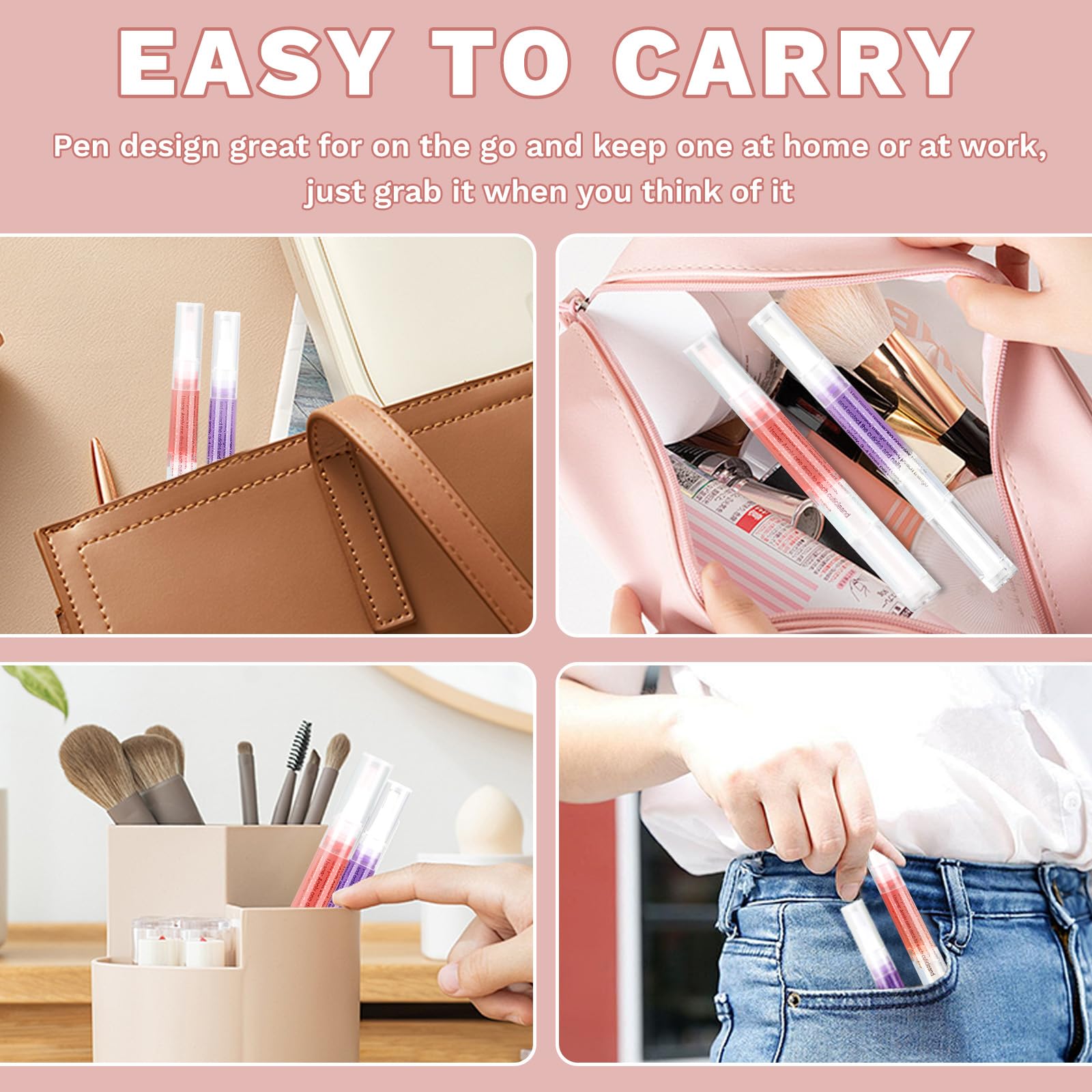 Portabilidad del Meschett Cuticle Oil Pen para retoques en cualquier lugar.