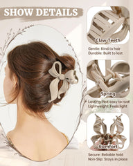 Mesovor clip bow grande mate khaki, acabado elegante para looks diarios.
