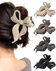 Mesovor clip bow grande mate negro, sujeción estable para peinados diarios.