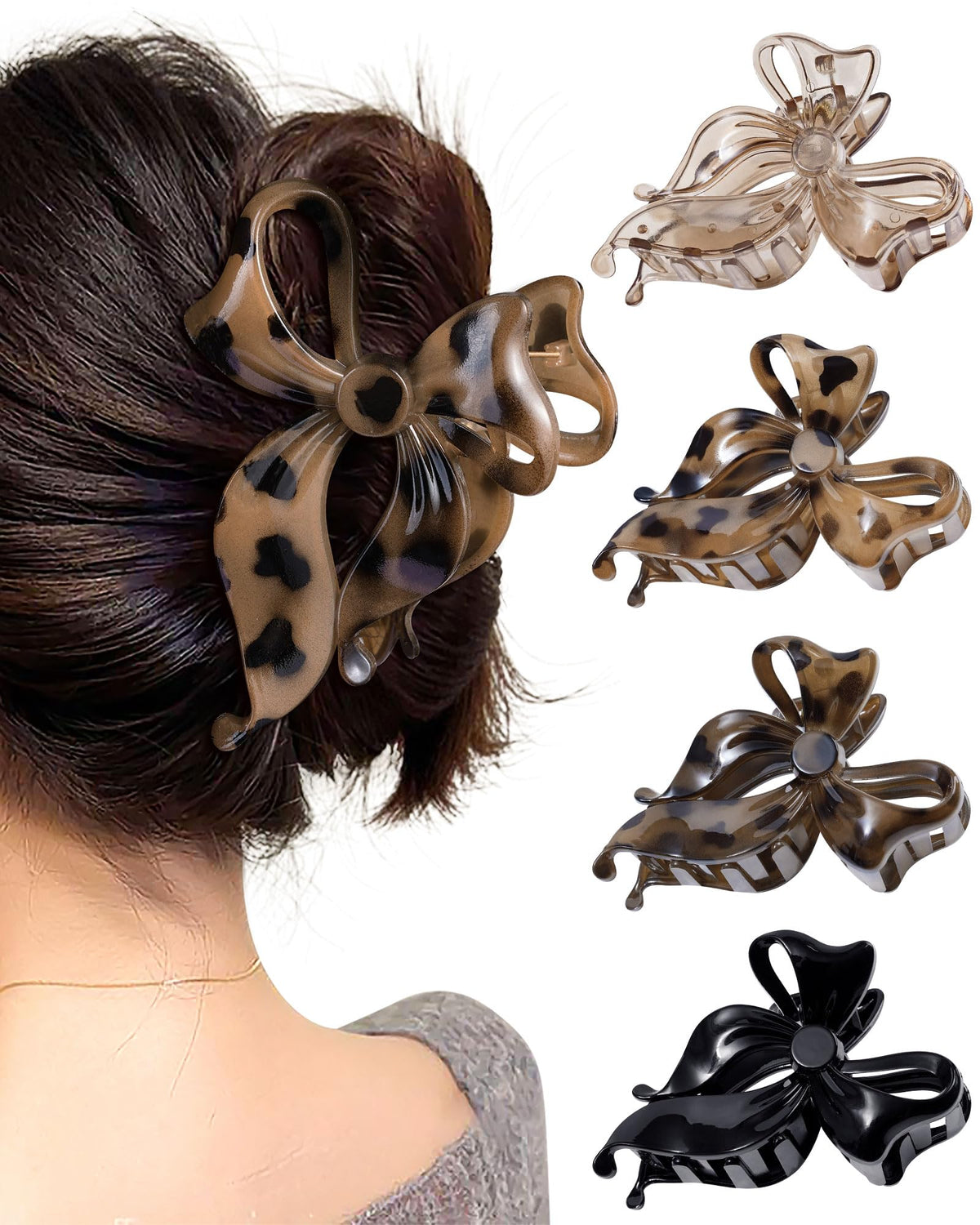 Pinza Mesovor de lazo grande negra: sujeción elegante para el cabello diario.