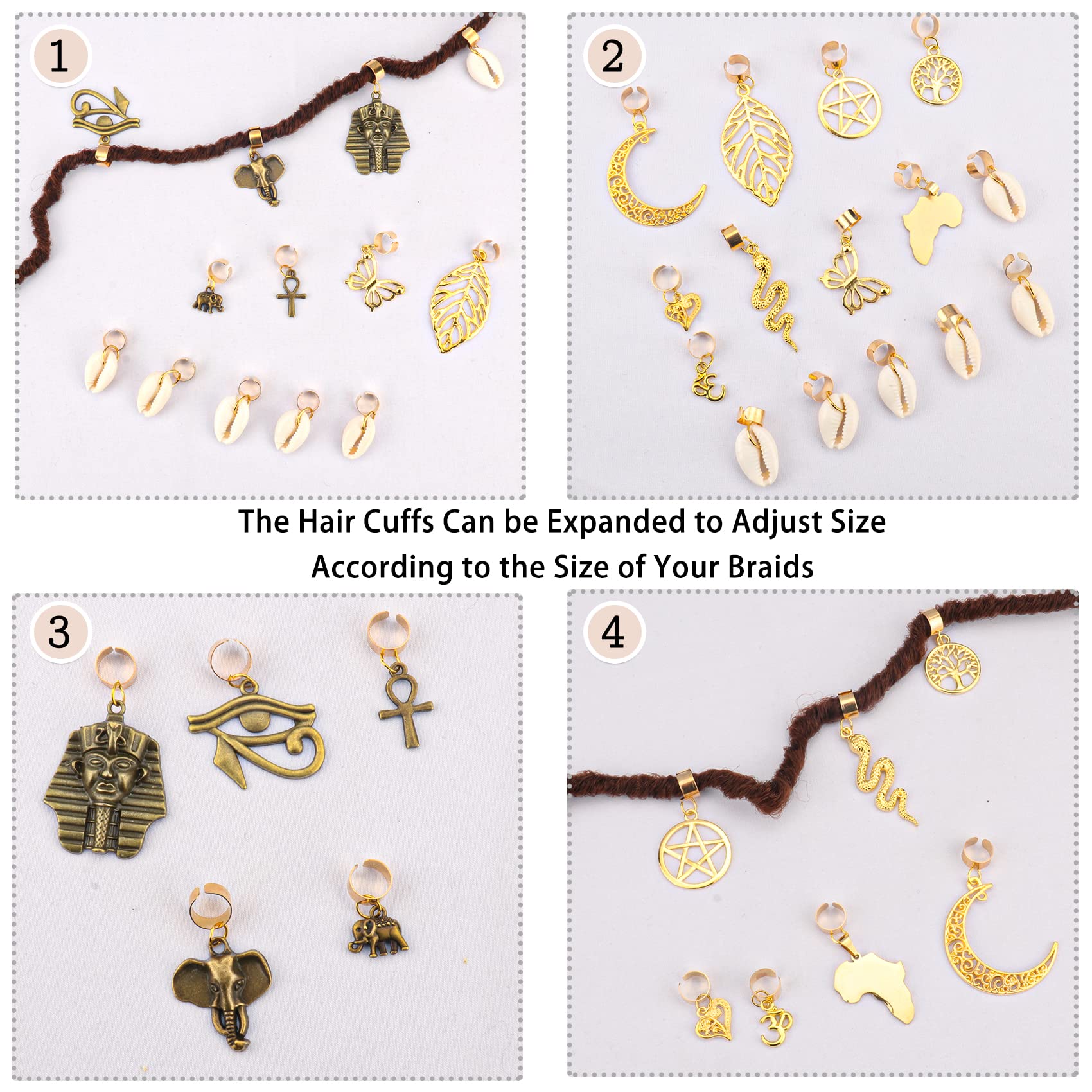 Messen Locs charm elefante para trenzas, toque vintage y duradero.