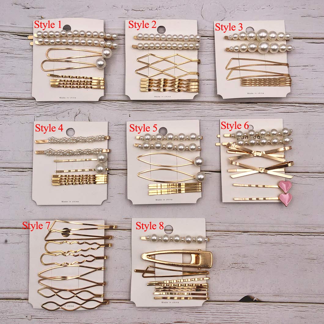Conjunto de pasadores dorados de Messen, figuras variadas para crear peinados únicos.