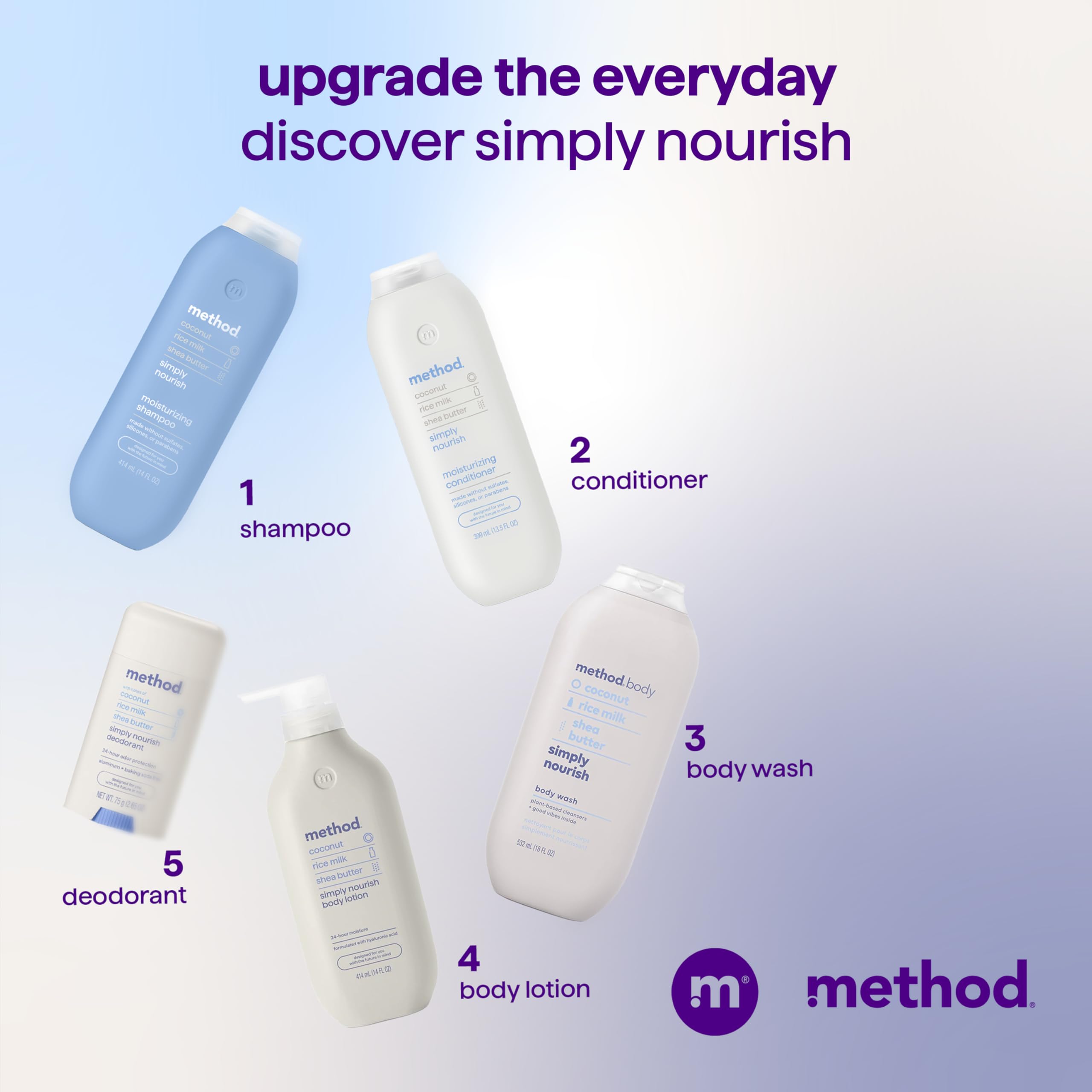 Acondicionador Method Nutricion sencilla, uso diario para cabello hidratado