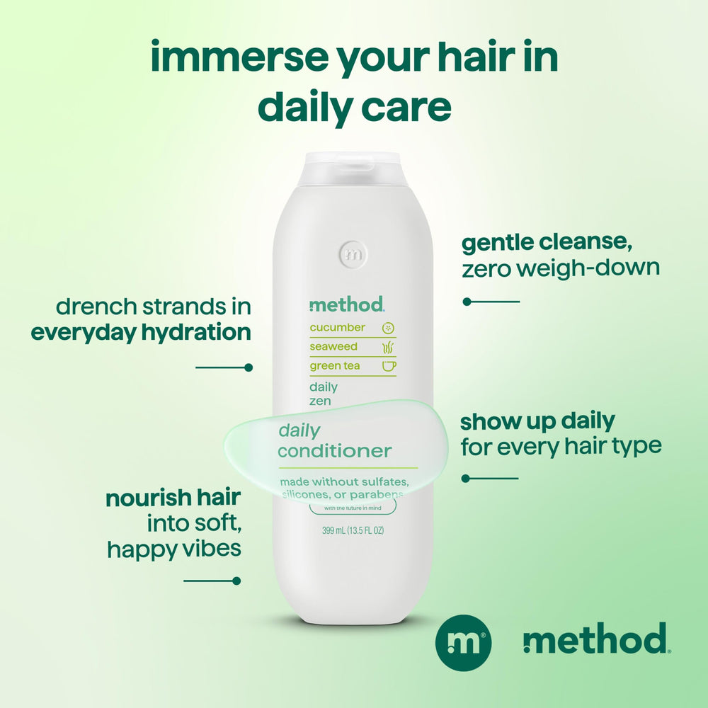 Acondicionador Method Diario Zen, cabello teñido recibiendo cuidado suave