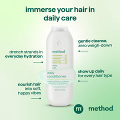 Acondicionador Method Diario Zen, cabello teñido recibiendo cuidado suave