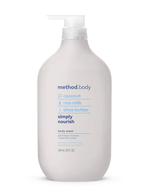 Method Simply Nourish: botella con dispensador para ducha suave e hidratante.