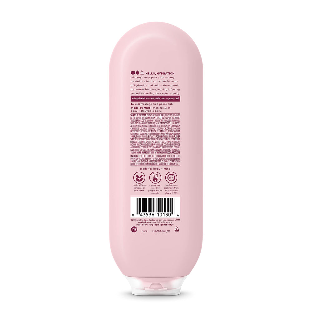 Textura cremosa de Method Daily Lotion Pure Peace para absorción rápida.