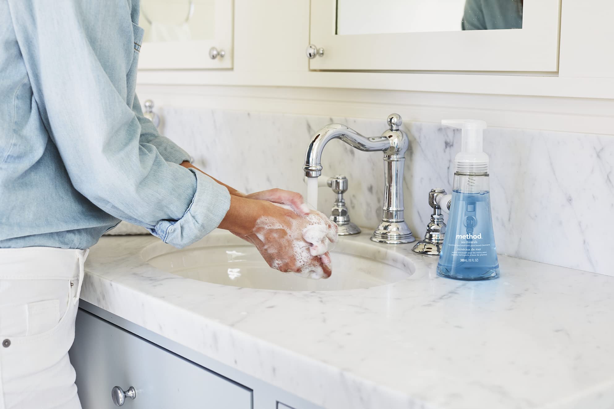 Envase de plástico 100% reciclado Method, opción ecológica para el baño.