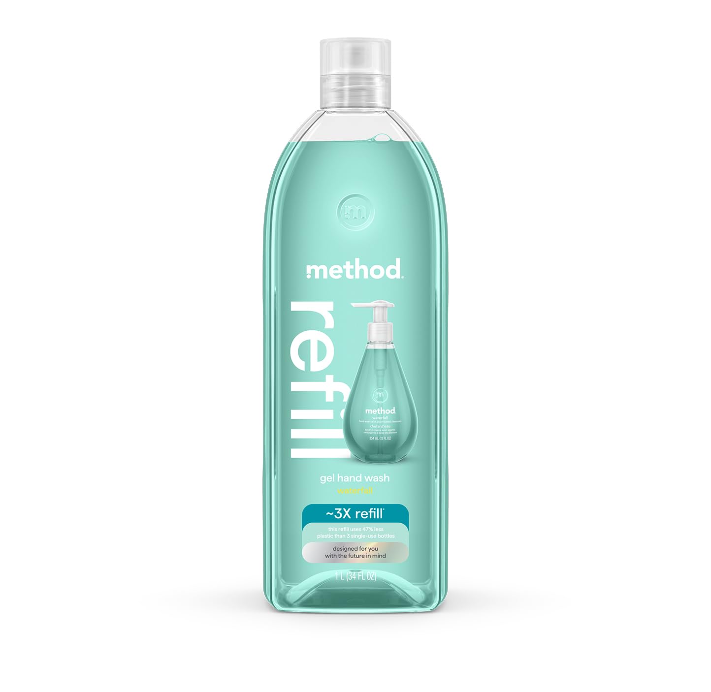 Método gel jabón de manos recarga Waterfall 34oz para recargar fácilmente