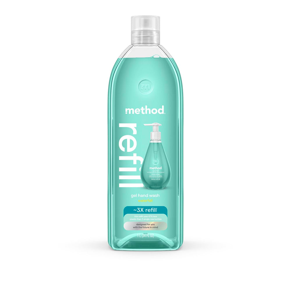 Método gel jabón de manos recarga Waterfall 34oz para recargar fácilmente